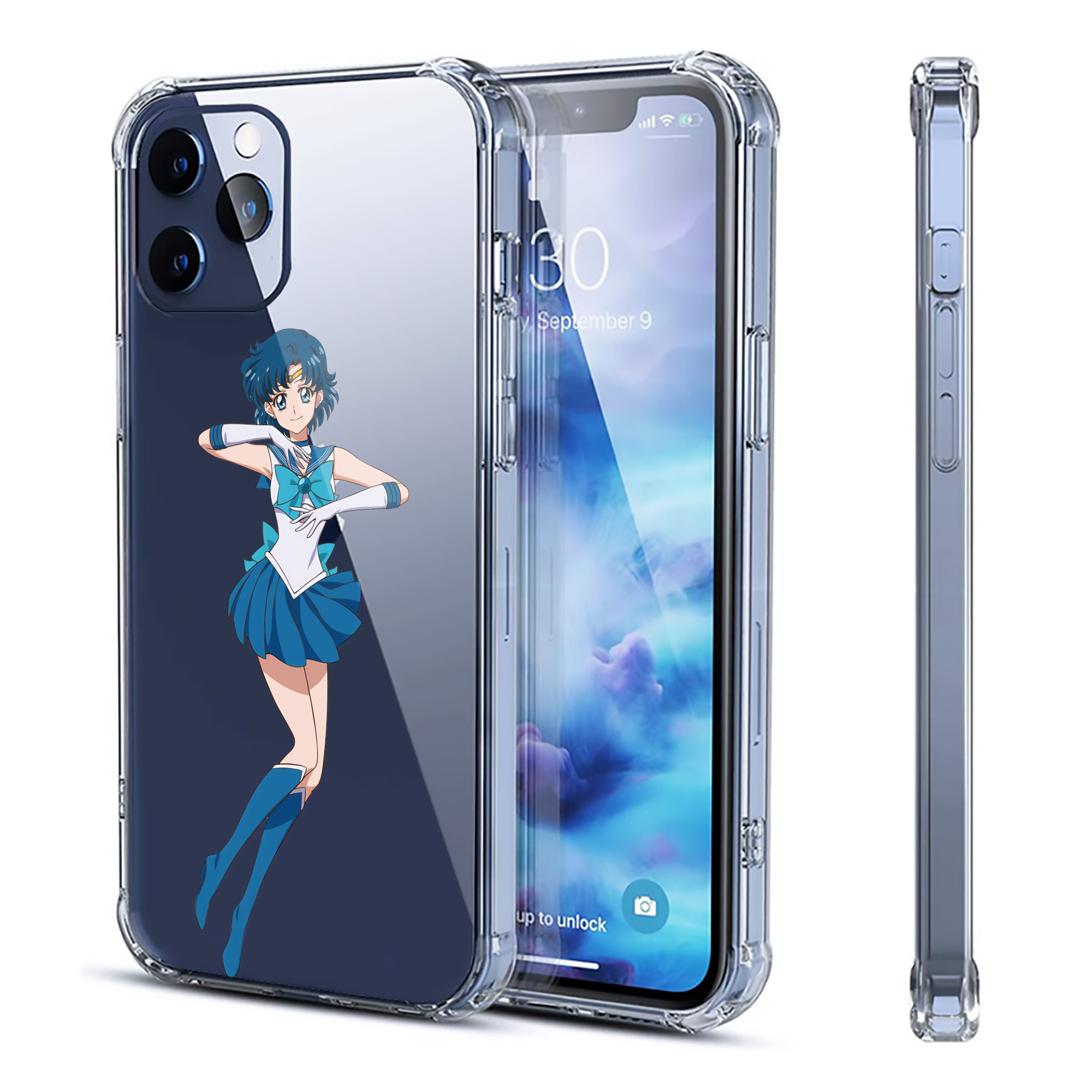 （画像用） 美少女戦士セーラームーン 水野 亜美 みずの あみ Sailor Moon Mizuno Ami 【iPhone 12シリーズ対応】透明スマホケース（クリアソフトケース）